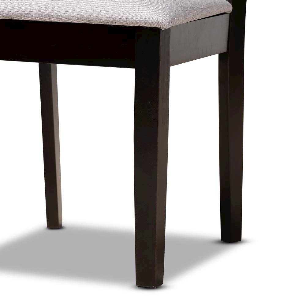 Grey Fabric Upholstered and Dark Brown Finished Wood 5-Piece Dining Set