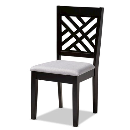 Gray Fabric Upholstered Espresso Brown Finished Wood Dining Chair Set of 4