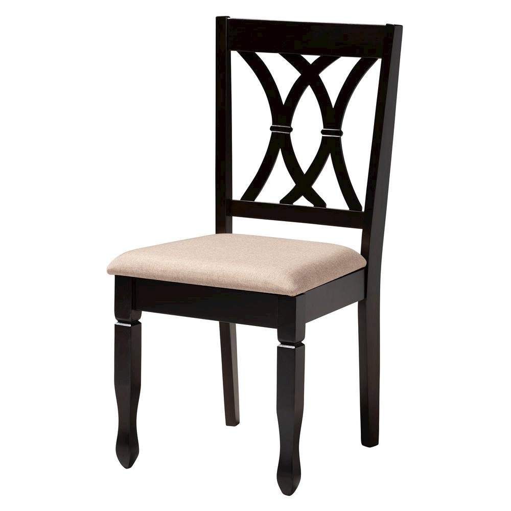 Maya Modern Beige Fabric and Espresso Brown Finished Wood 5-Piece Dining Set