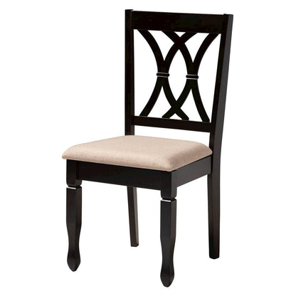 Maya Modern Beige Fabric and Espresso Brown Finished Wood 5-Piece Dining Set