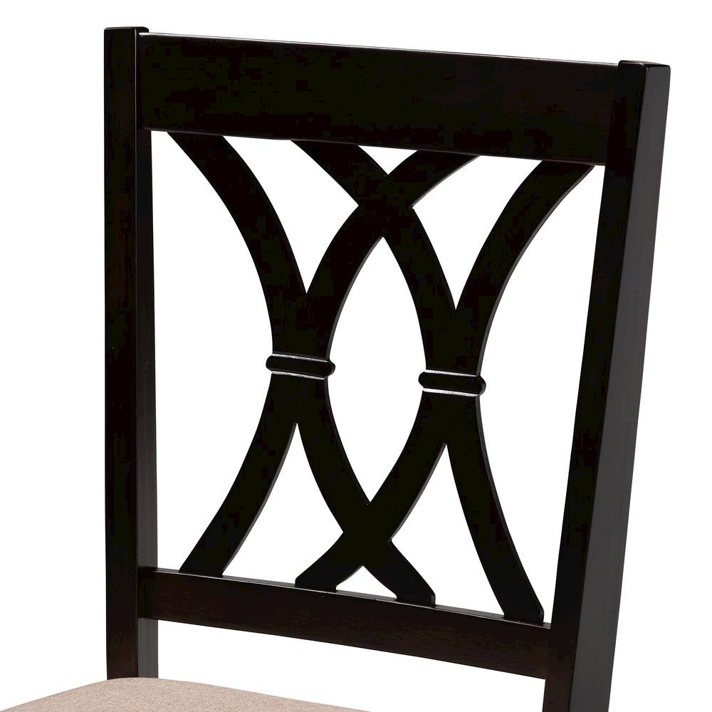 Maya Modern Beige Fabric and Espresso Brown Finished Wood 5-Piece Dining Set