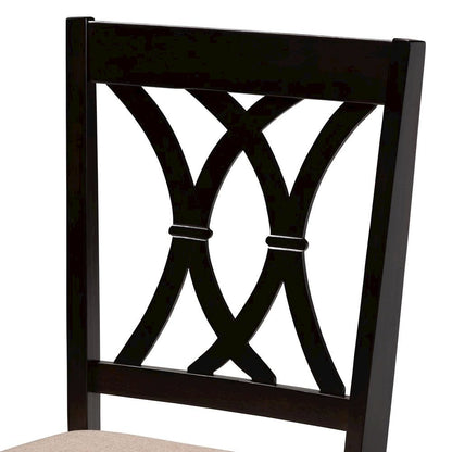 Maya Modern Beige Fabric and Espresso Brown Finished Wood 5-Piece Dining Set