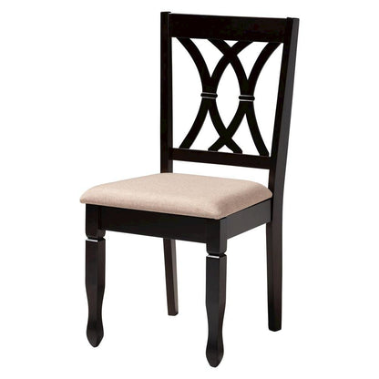 April Modern Sand Fabric and Dark Brown Finished Wood 5-Piece Dining Set