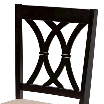 April Modern Sand Fabric and Dark Brown Finished Wood 5-Piece Dining Set