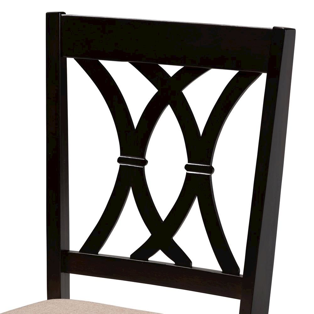 Sand Fabric Upholstered Espresso Brown Finished Wood 5-Piece Dining Set
