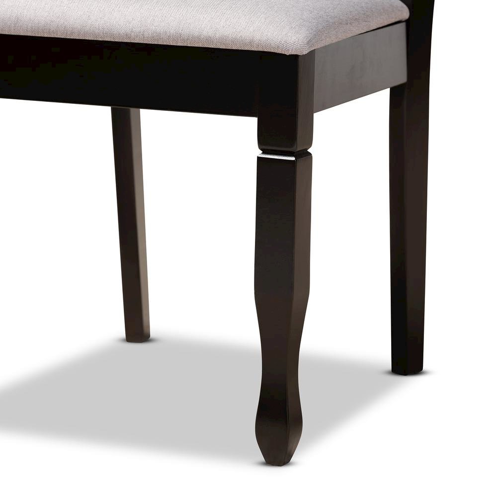 Grey Fabric Upholstered and Dark Brown Finished Wood 5-Piece Dining Set
