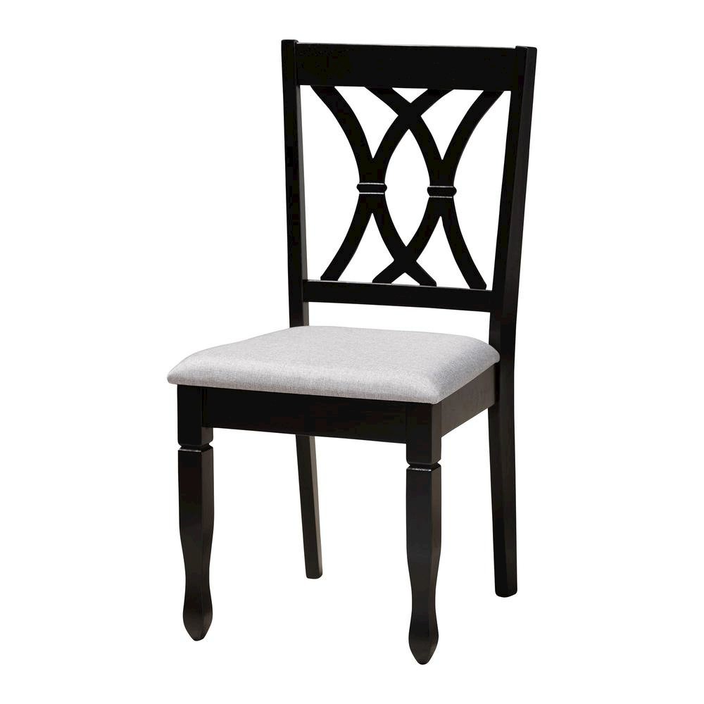 April Modern Grey Fabric and Dark Brown Finished Wood 5-Piece Dining Set