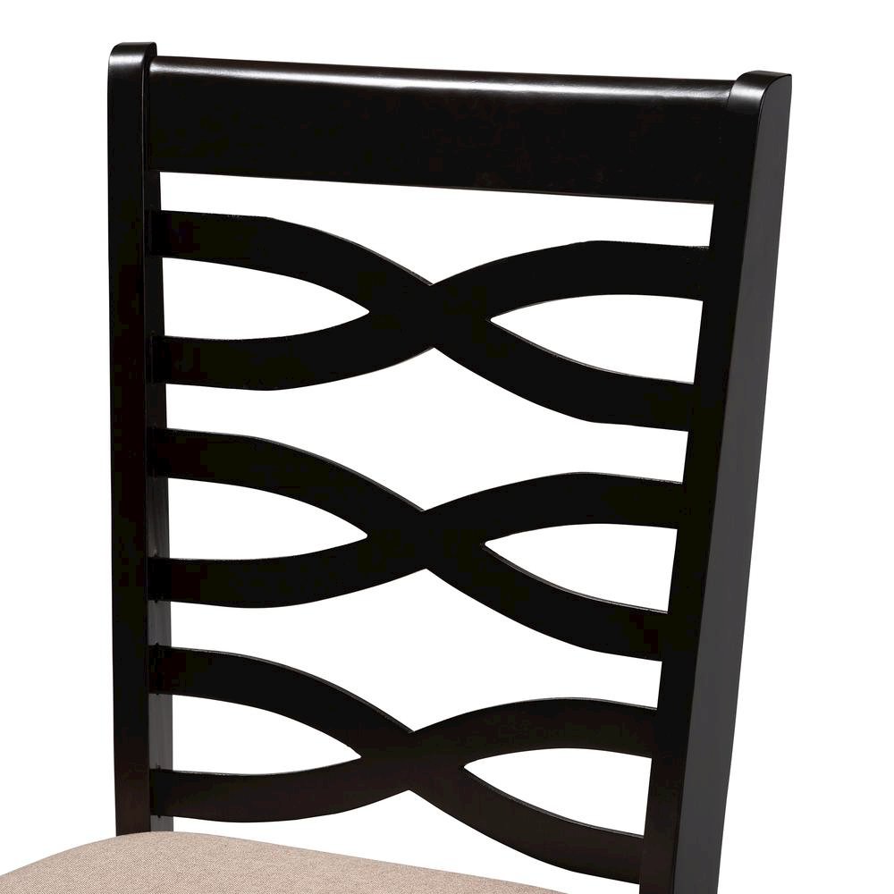 Sand Fabric Upholstered Espresso Brown Finished Wood 5-Piece Dining Set