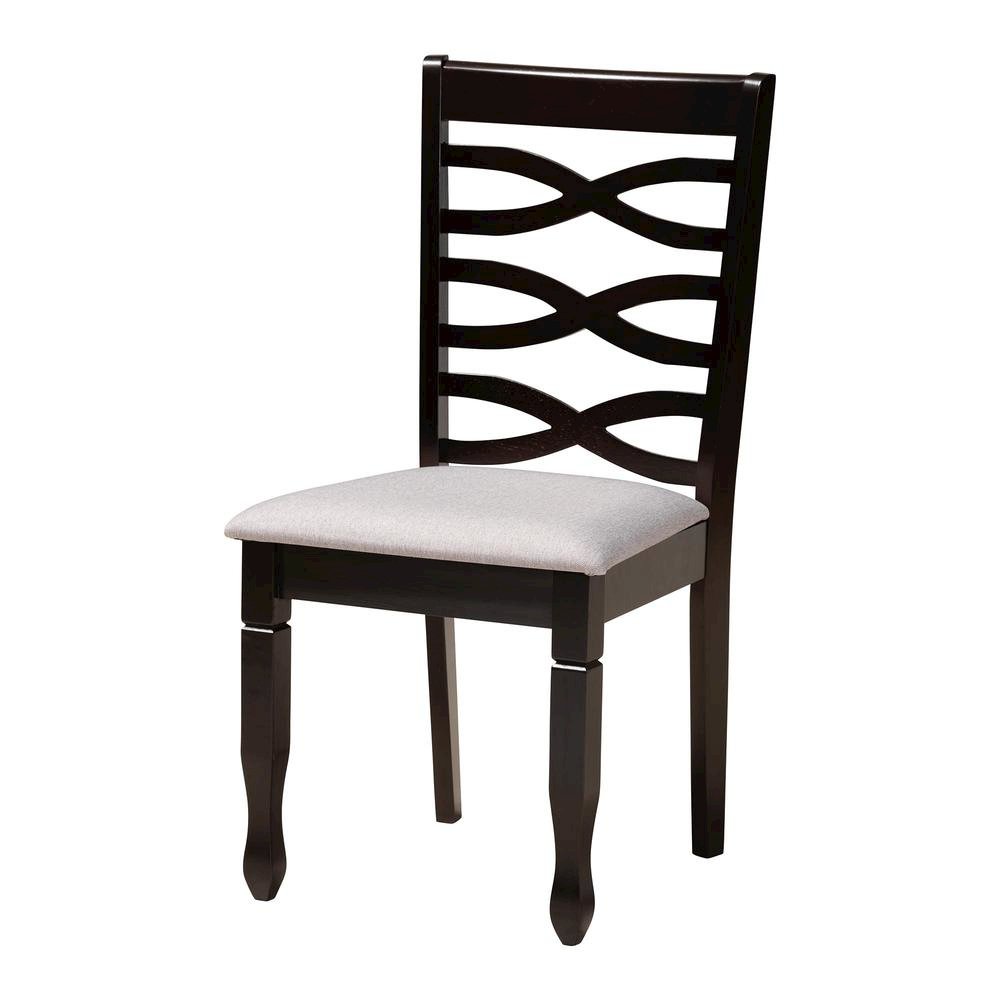 Mila Modern Grey Fabric and Dark Brown Finished Wood 5-Piece Dining Set