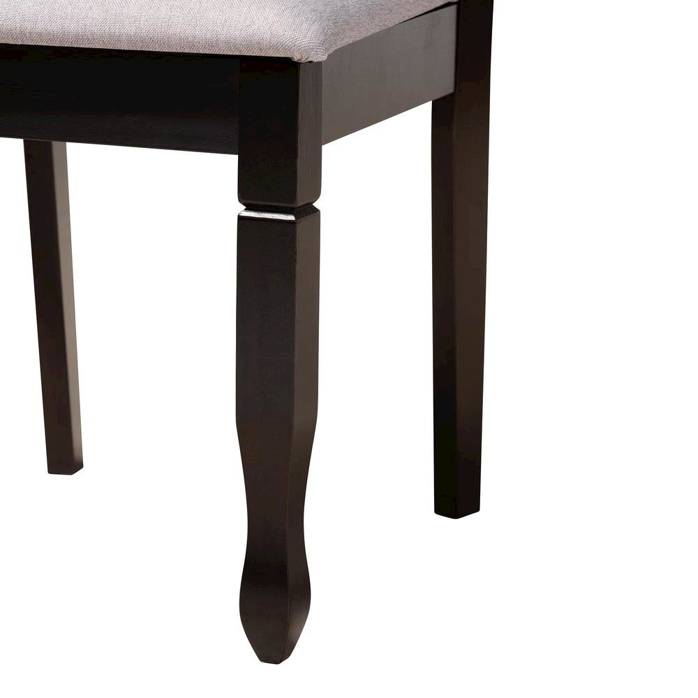 Mila Modern Grey Fabric and Dark Brown Finished Wood 5-Piece Dining Set