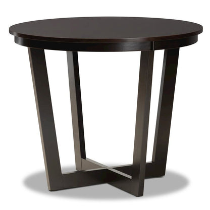Grey Fabric Upholstered and Dark Brown Finished Wood 5-Piece Dining Set