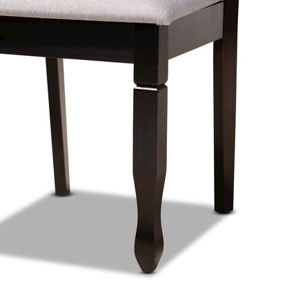 Grey Fabric Upholstered and Dark Brown Finished Wood 5-Piece Dining Set