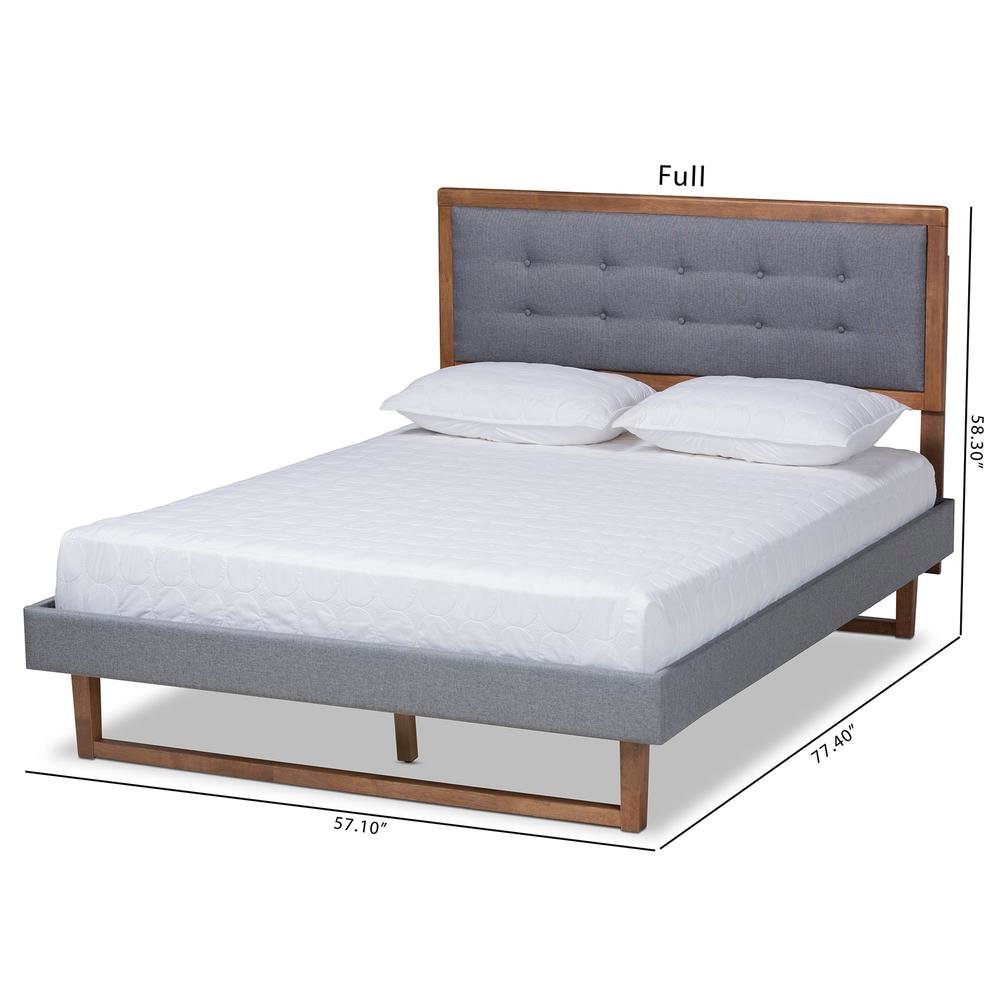 Ash Walnut Brown Finished Wood Full Size Platform Bed