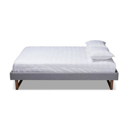 Walnut Brown Finished Wood Full Size Platform Bed Frame