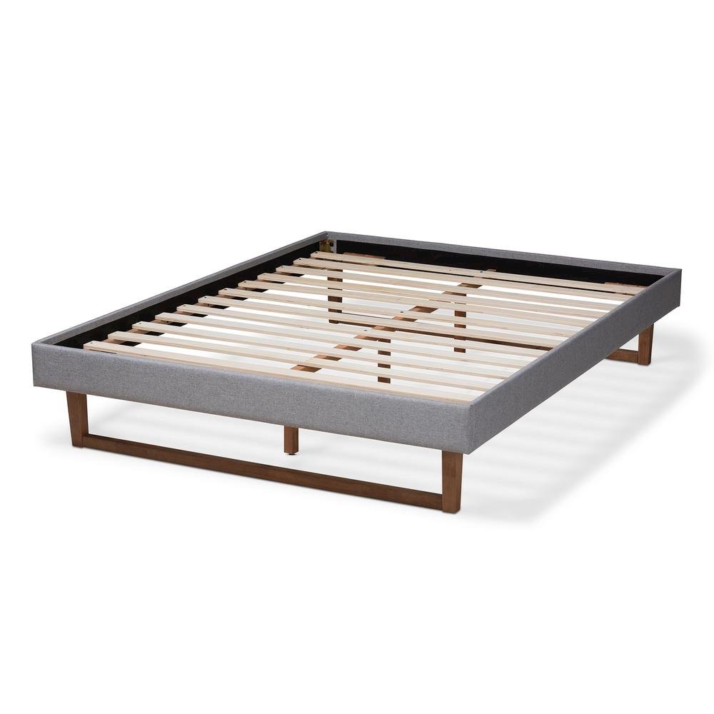Walnut Brown Finished Wood Full Size Platform Bed Frame
