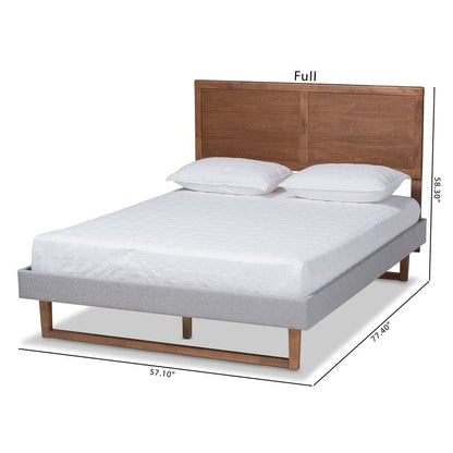 Ash Walnut Brown Finished Wood Full Size Platform Bed