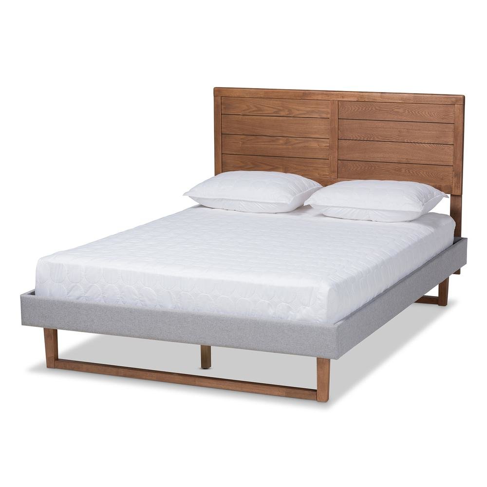 Walnut Brown Finished Wood Full Size Platform Bed