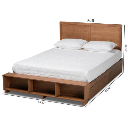 Wood Full Size 4-Drawer Platform Storage Bed with Built-In Shelves