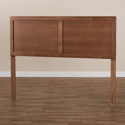 Raya Mid-Century Modern Walnut Brown Finished Wood Full Size Headboard