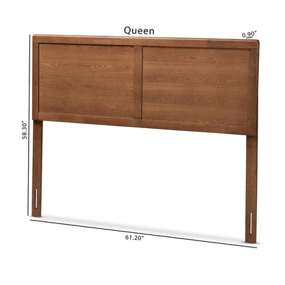 Raya Mid-Century Modern Walnut Brown Finished Wood Full Size Headboard