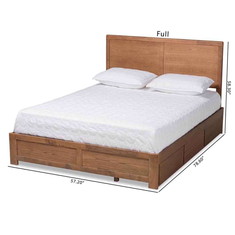 Walnut Brown Finished Wood Full Size 3-Drawer Platform Storage Bed