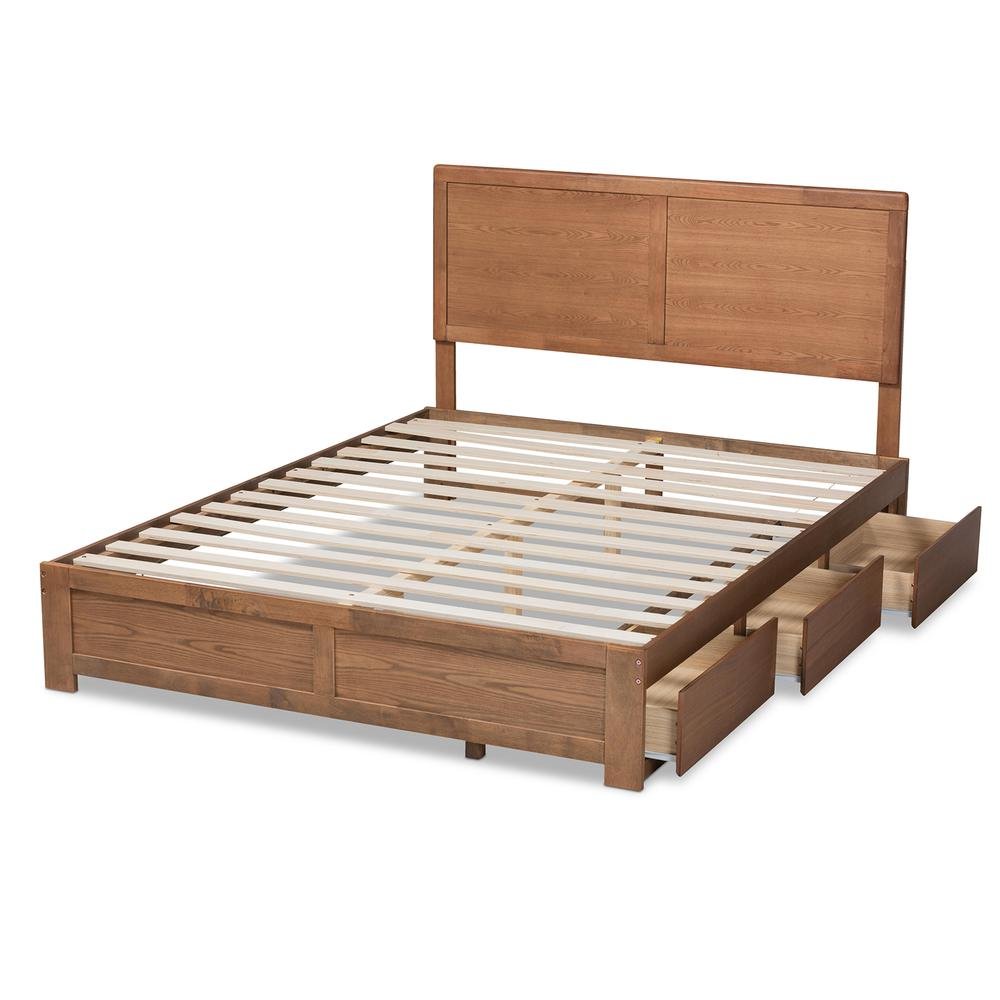 Walnut Brown Finished Wood Full Size 3-Drawer Platform Storage Bed