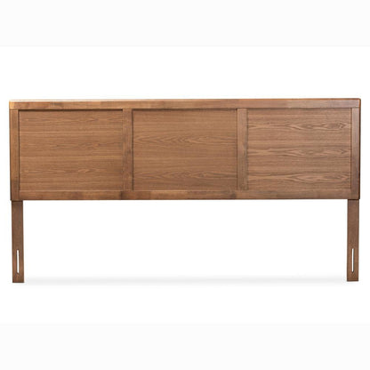 Raya Mid-Century Modern Walnut Brown Finished Wood King Size Headboard