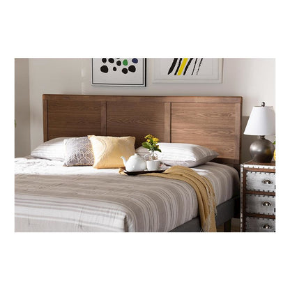 Raya Mid-Century Modern Walnut Brown Finished Wood King Size Headboard