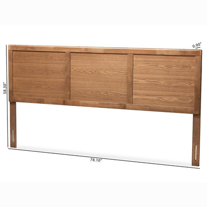 Raya Mid-Century Modern Walnut Brown Finished Wood King Size Headboard