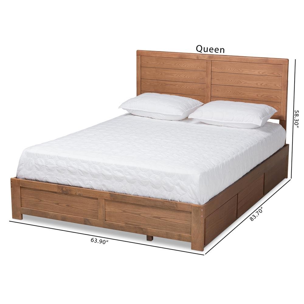 Walnut Brown Finished Wood Full Size 3-Drawer Platform Storage Bed