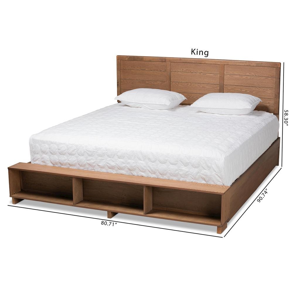 Wood King Size 4-Drawer Platform Storage Bed with Built-In Shelves