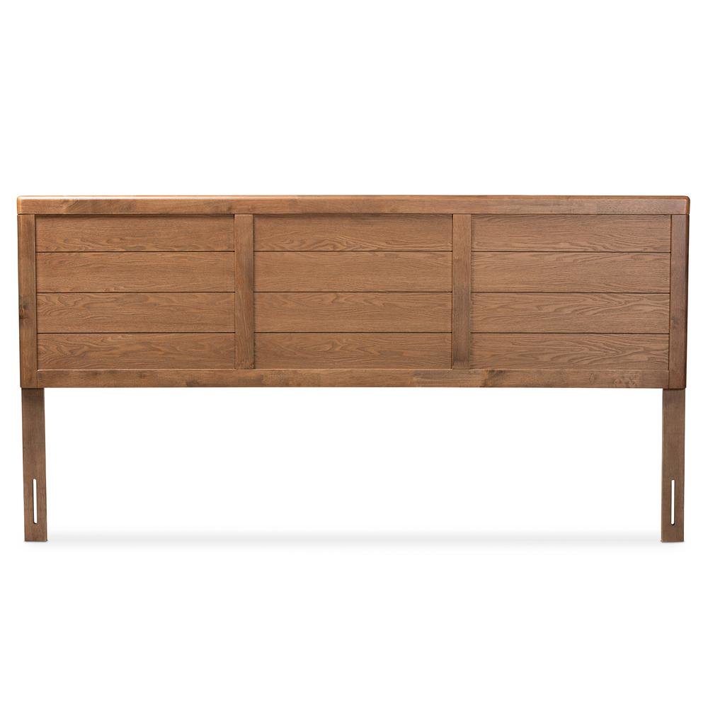 Seren Mid-Century Modern Walnut Brown Finished Wood King Size Headboard
