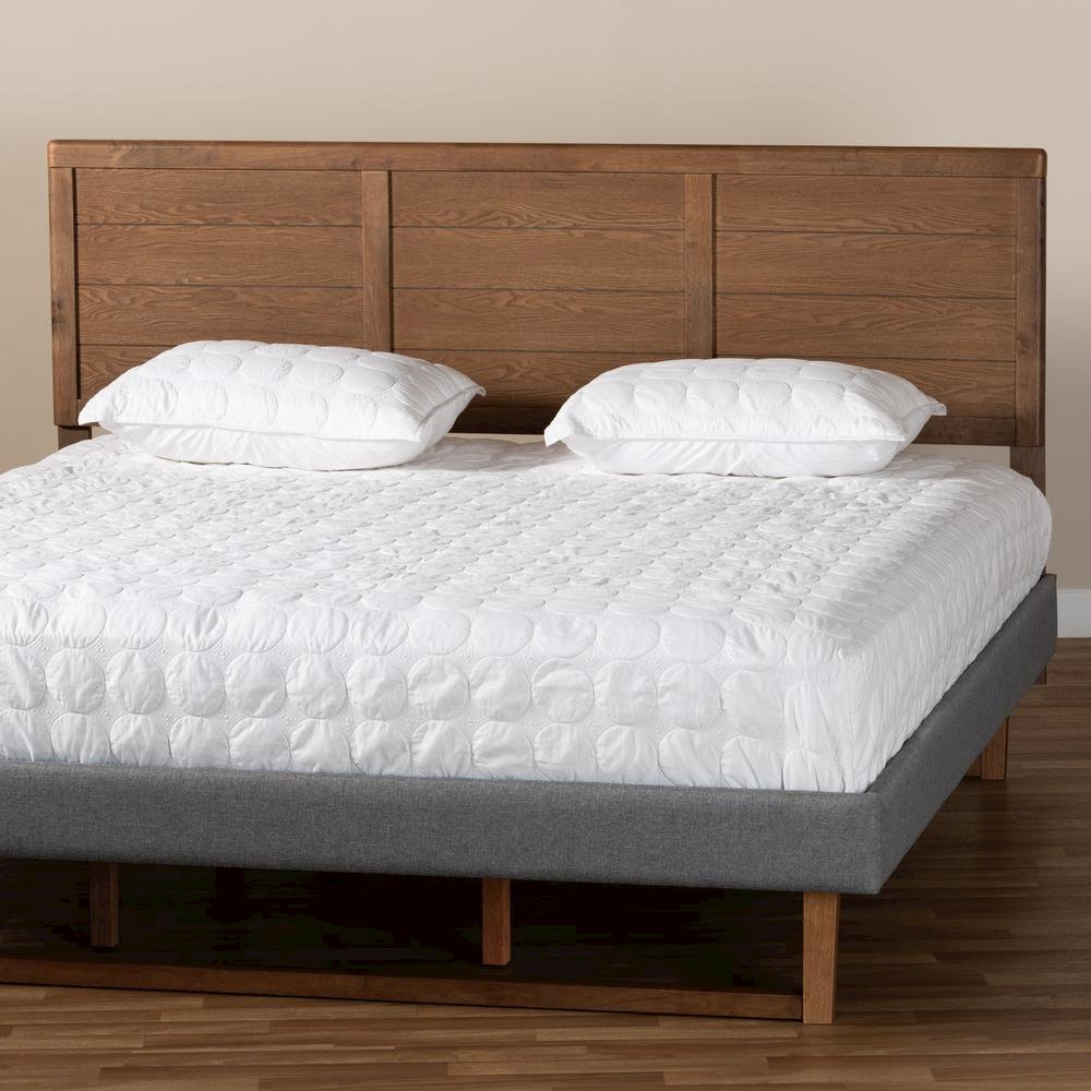 Seren Mid-Century Modern Walnut Brown Finished Wood King Size Headboard