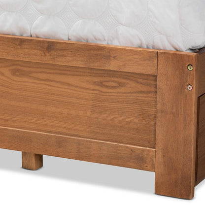 Walnut Brown Finished Wood King Size 3-Drawer Platform Storage Bed