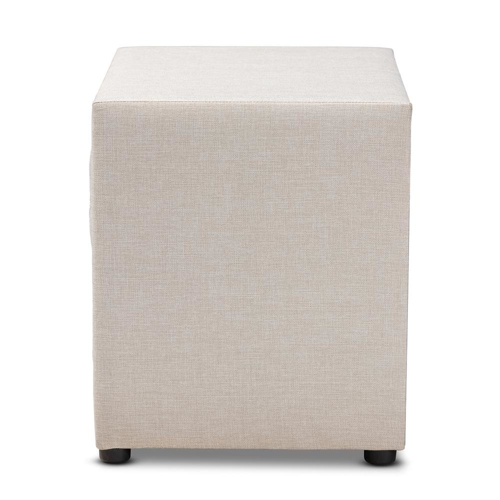 Light Beige Fabric Upholstered 2-Drawer Wood Nightstand