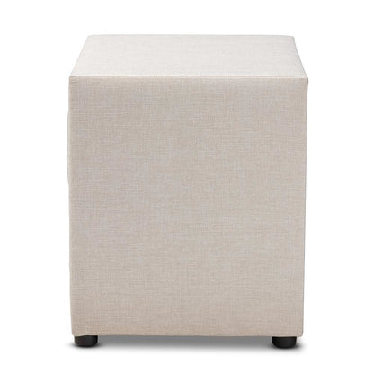 Light Beige Fabric Upholstered 2-Drawer Wood Nightstand