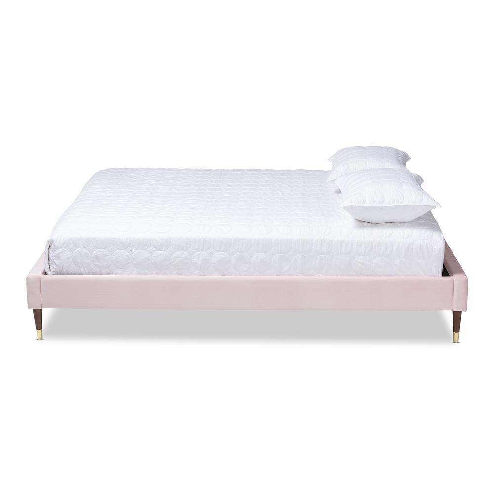 Full Size Wood Platform Bed Frame with Gold-Tone Leg Tips