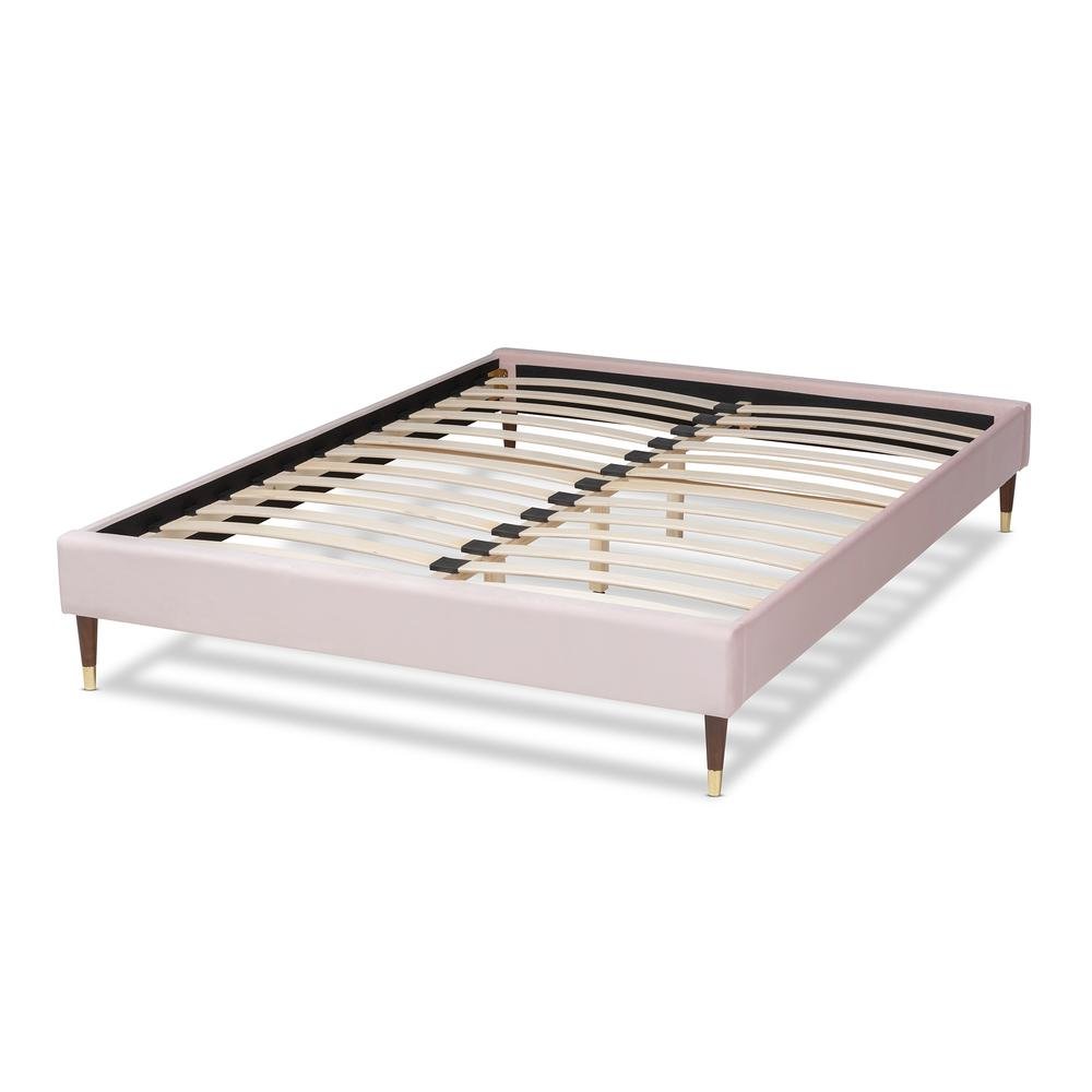 Full Size Wood Platform Bed Frame with Gold-Tone Leg Tips