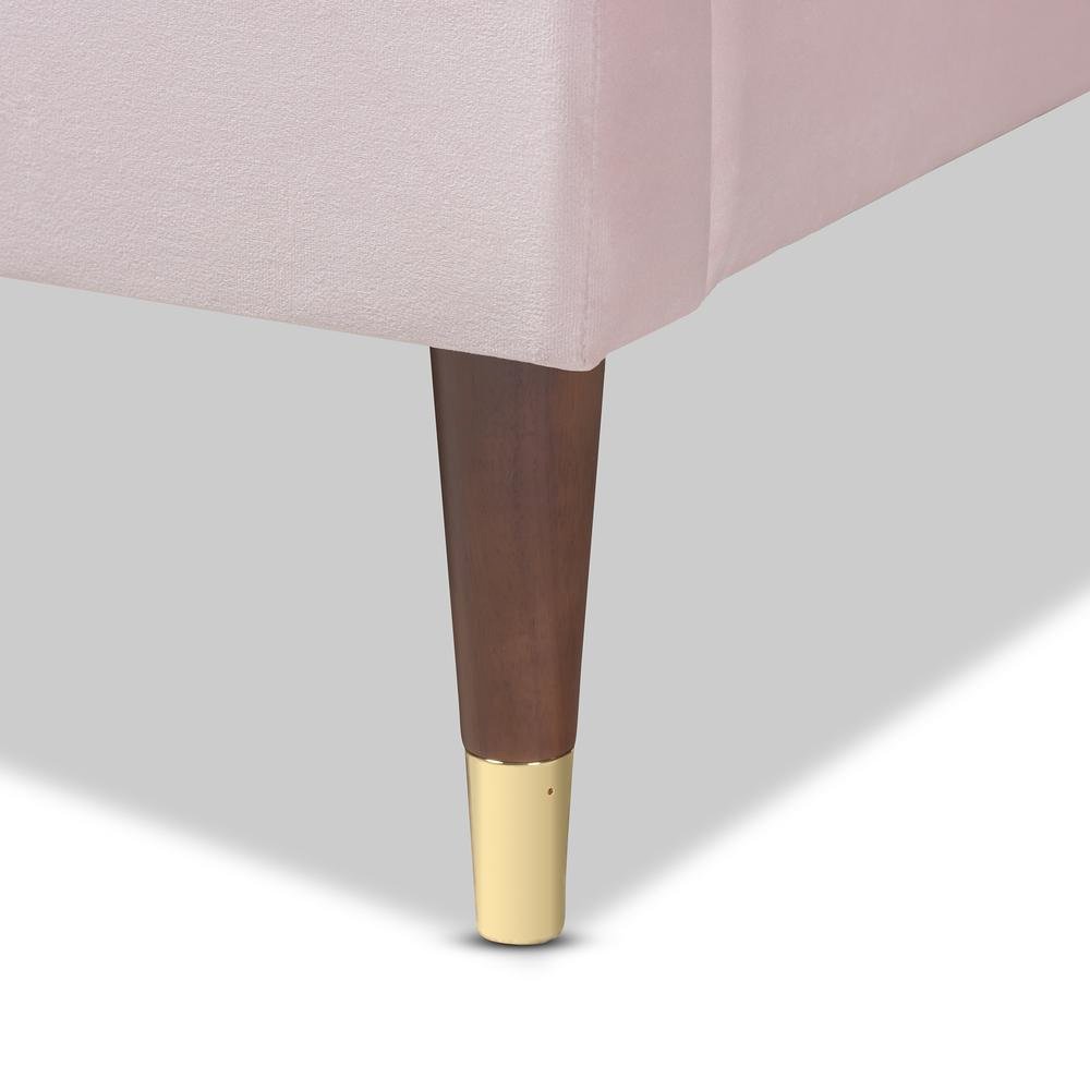 Full Size Wood Platform Bed Frame with Gold-Tone Leg Tips
