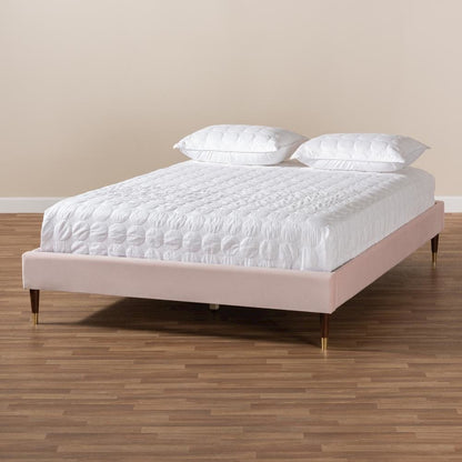 Full Size Wood Platform Bed Frame with Gold-Tone Leg Tips
