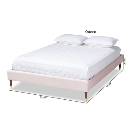 Full Size Wood Platform Bed Frame with Gold-Tone Leg Tips