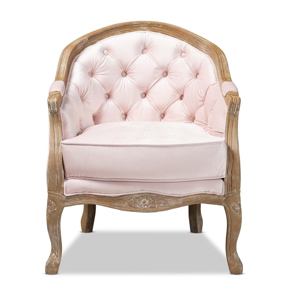 White-Washed Oak Wood Armchair