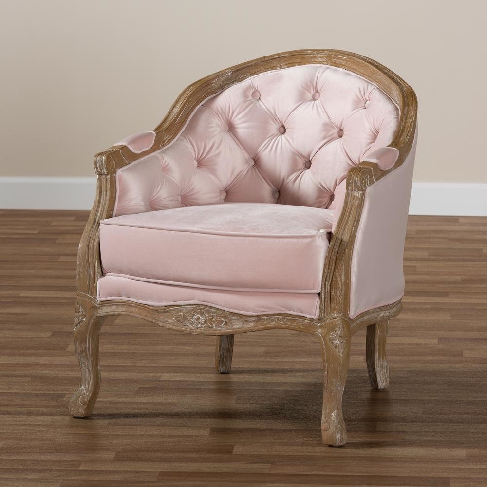 White-Washed Oak Wood Armchair