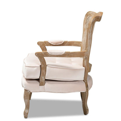 White-Washed Oak Wood Armchair