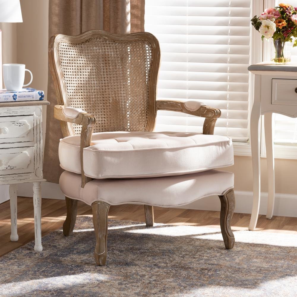 White-Washed Oak Wood Armchair