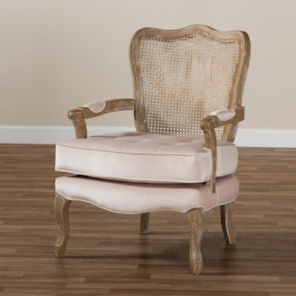 White-Washed Oak Wood Armchair