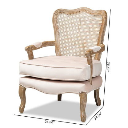 White-Washed Oak Wood Armchair