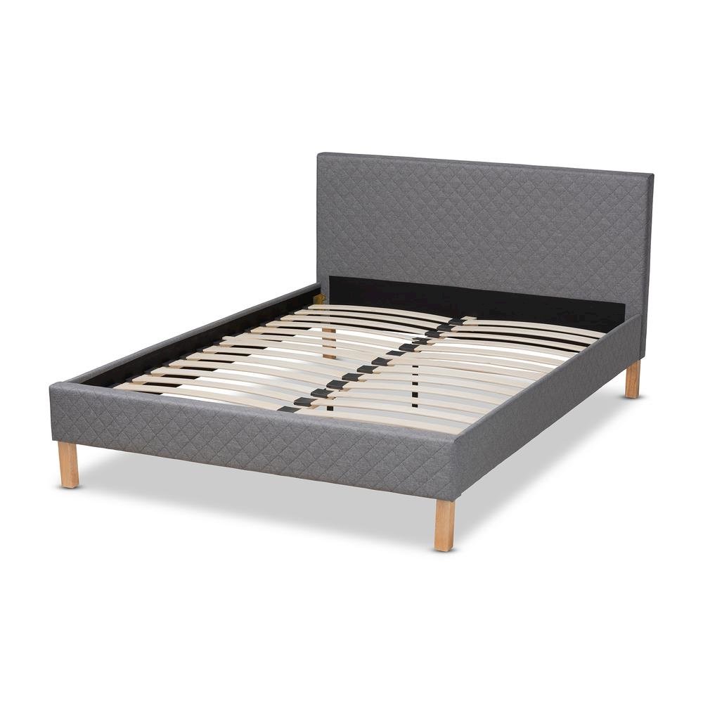 Aneta Modern and Contemporary Grey Fabric Upholstered King Size Platform Bed