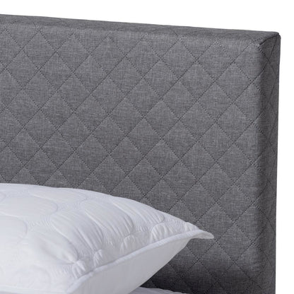 Aneta Modern and Contemporary Grey Fabric Upholstered King Size Platform Bed