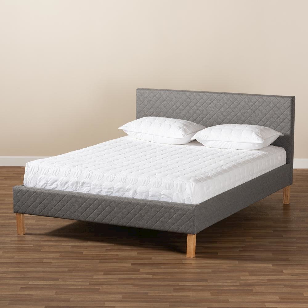 Aneta Modern and Contemporary Grey Fabric Upholstered King Size Platform Bed